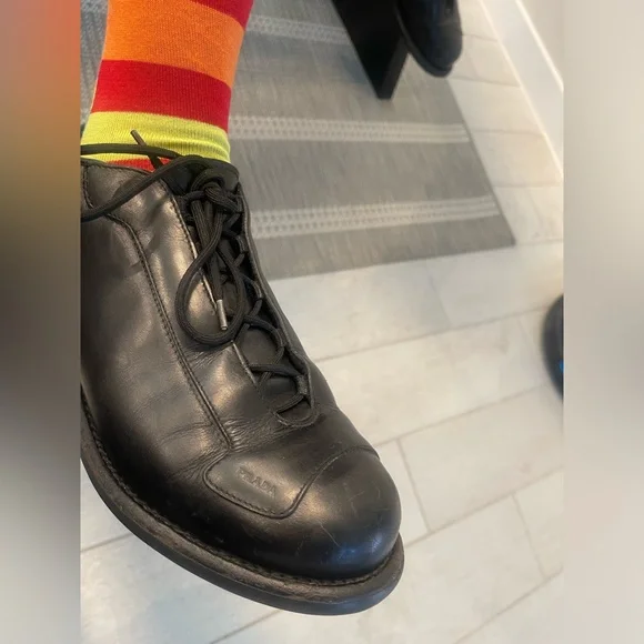 RARE Authentic Prada SS2000 leather men lace up boots shoes Sz 9 US 10 Y2K vtg - Picture 3 of 10